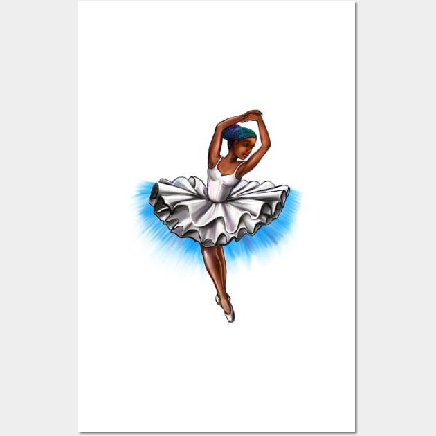 African America ballerina with rainbow corn row hair style #001 - brown skin ballerina Wall Art by Artonmytee